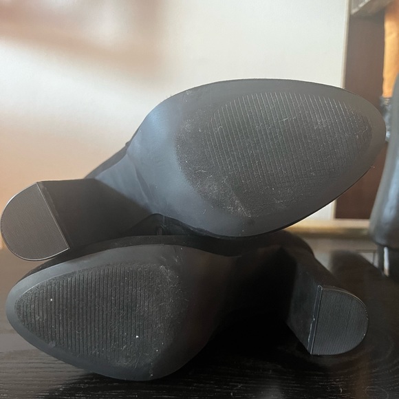 Black Ankle Boots with Faux Fur Poms - Picture 3 of 6